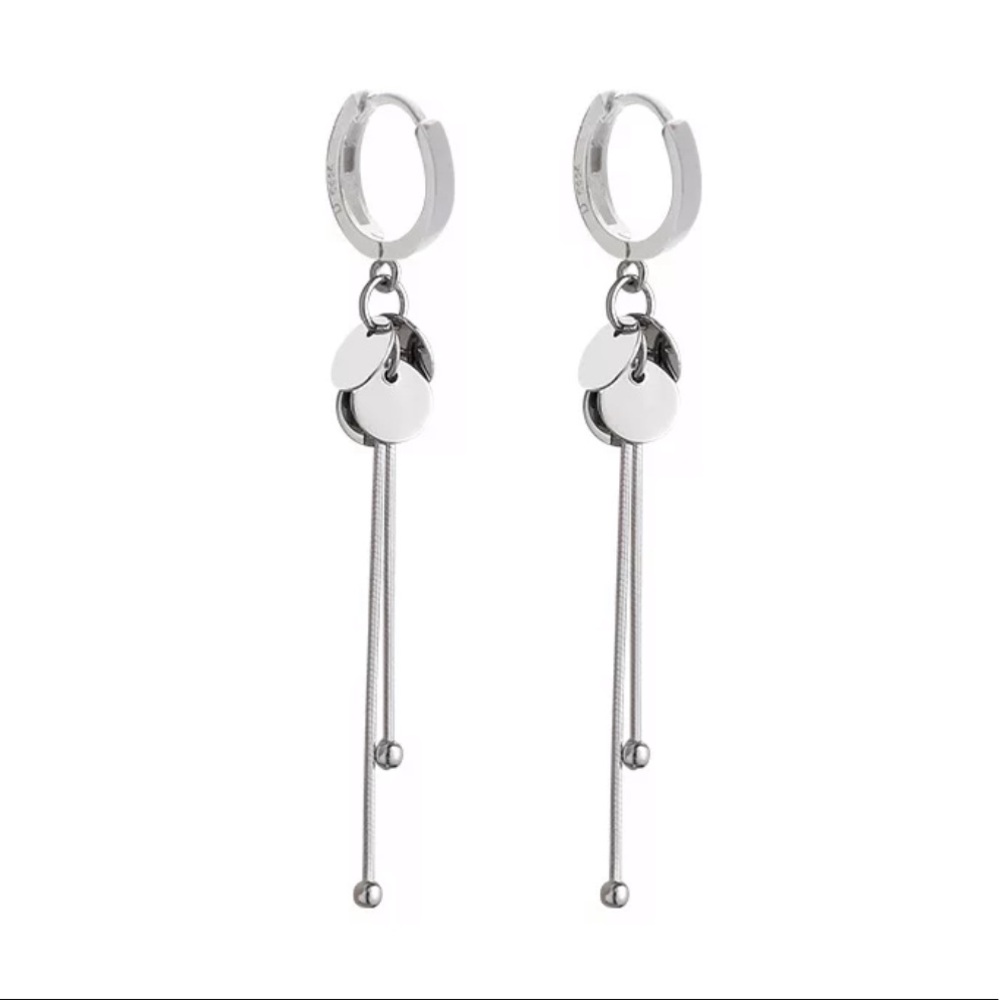 NEW 925 STERLING SILVER LONG TASSEL HOOP EARRINGS - Picture 4 of 5